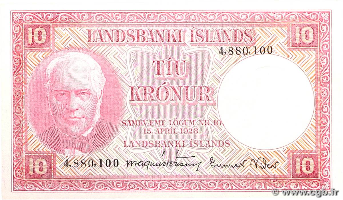 10 Kronur ISLAND  1948 P.33a fST