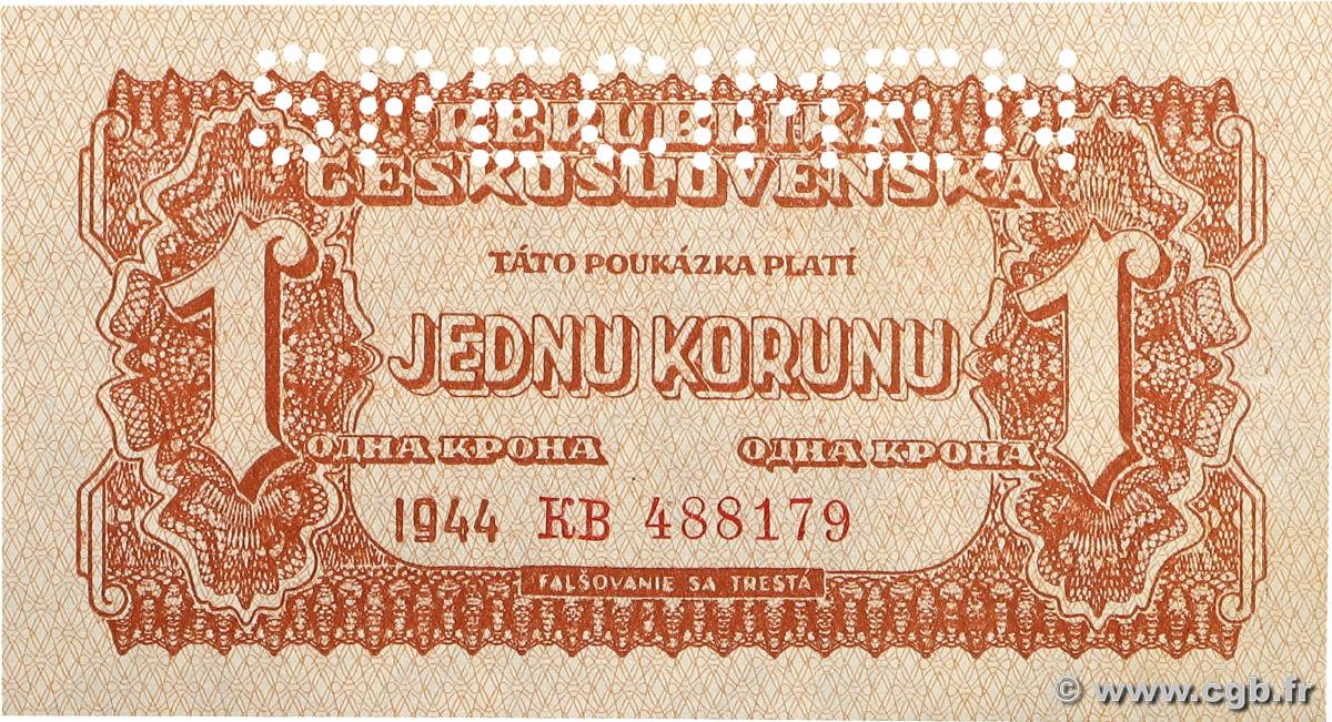 1 Koruna Spécimen CZECHOSLOVAKIA  1944 P.045s UNC-