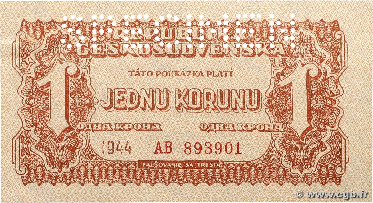 1 Koruna Spécimen TSCHECHOSLOWAKEI  1944 P.045s fST