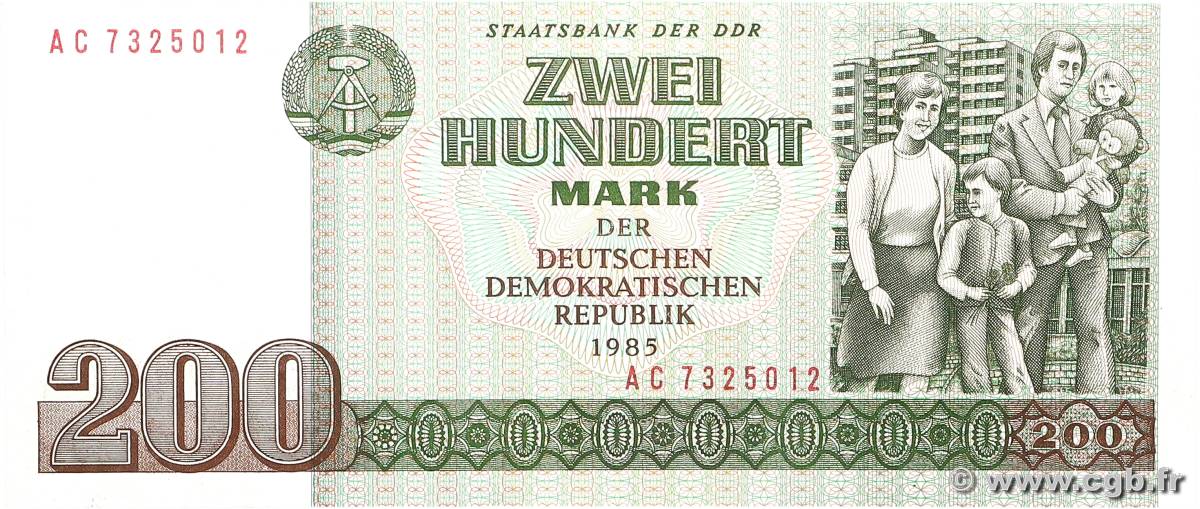 200 Mark GERMAN DEMOCRATIC REPUBLIC  1985 P.32 UNC