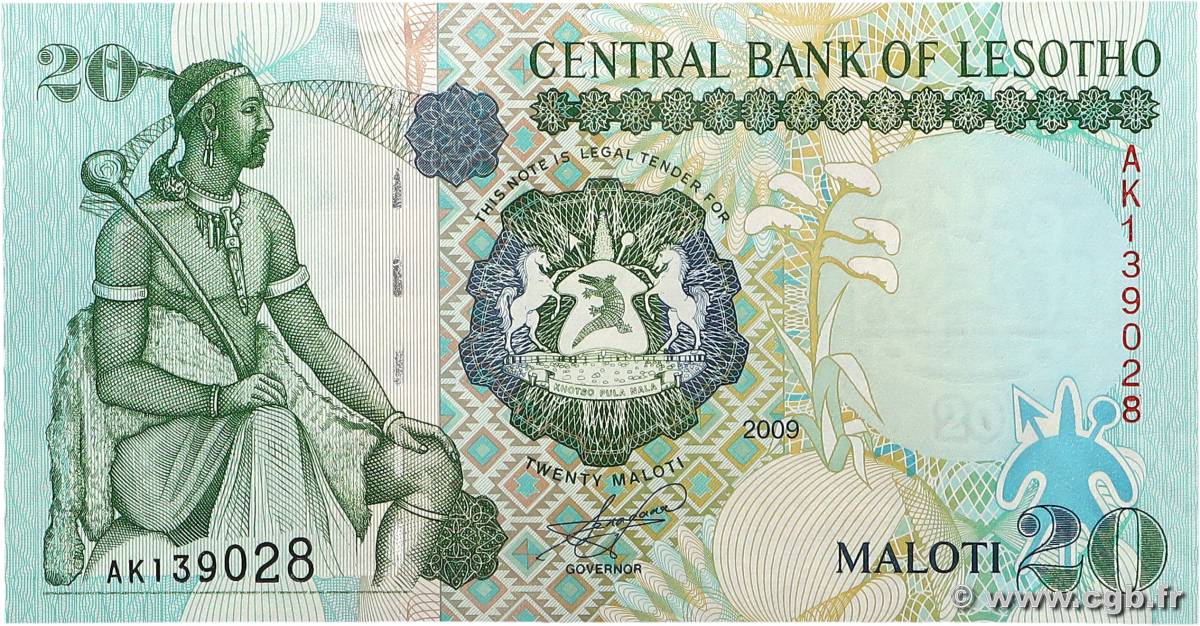 20 Maloti LESOTHO  2009 P.16g UNC