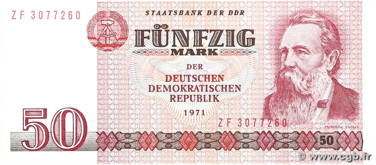 50 Mark ALLEMAGNE RÉPUBLIQUE DÉMOCRATIQUE  1971 P.30b pr.NEUF