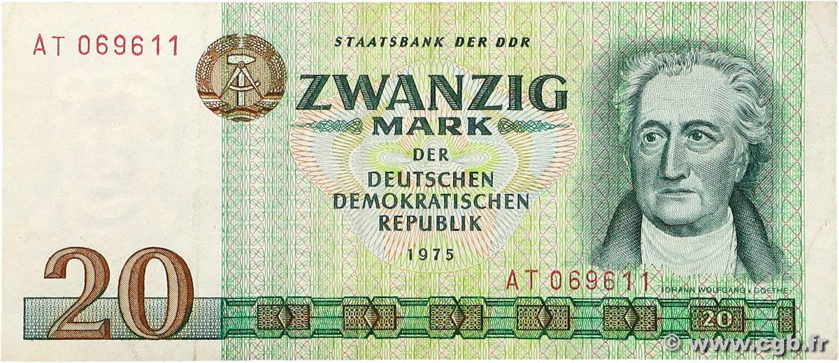 20 Mark GERMAN DEMOCRATIC REPUBLIC  1975 P.29a VF+