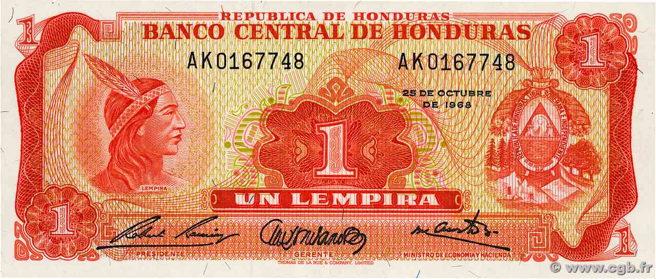 1 Lempira HONDURAS  1968 P.055a NEUF