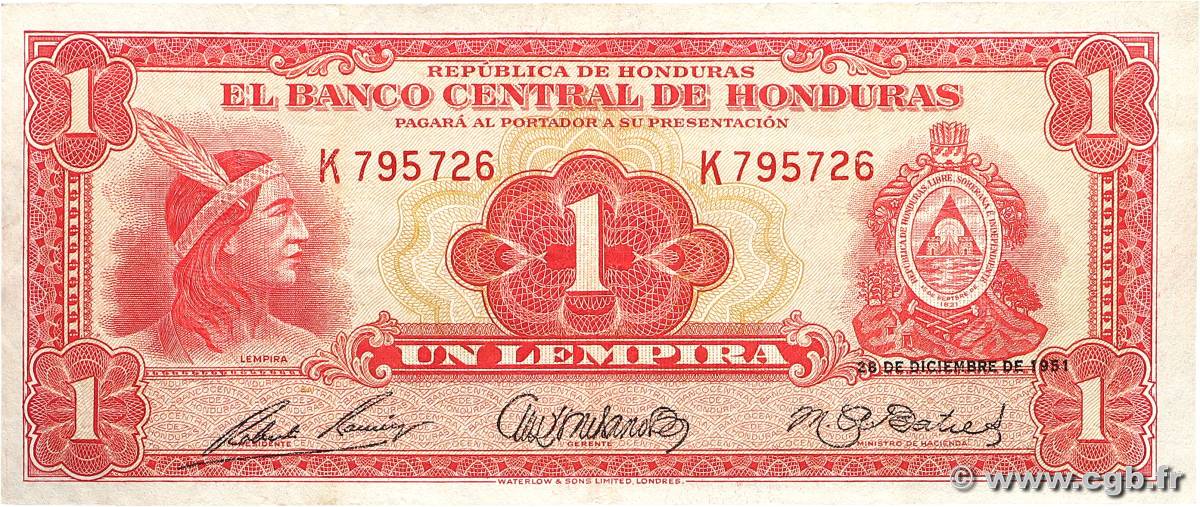 1 Lempira HONDURAS  1951 P.045a TTB