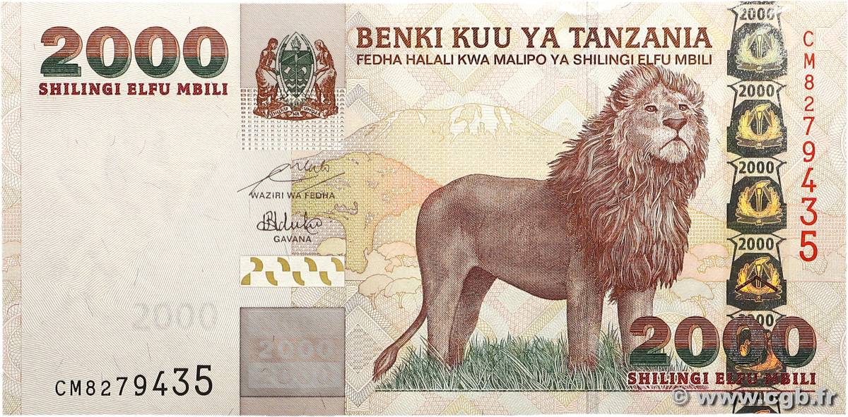 2000 Shilingi TANZANIA  2009 P.37b UNC-