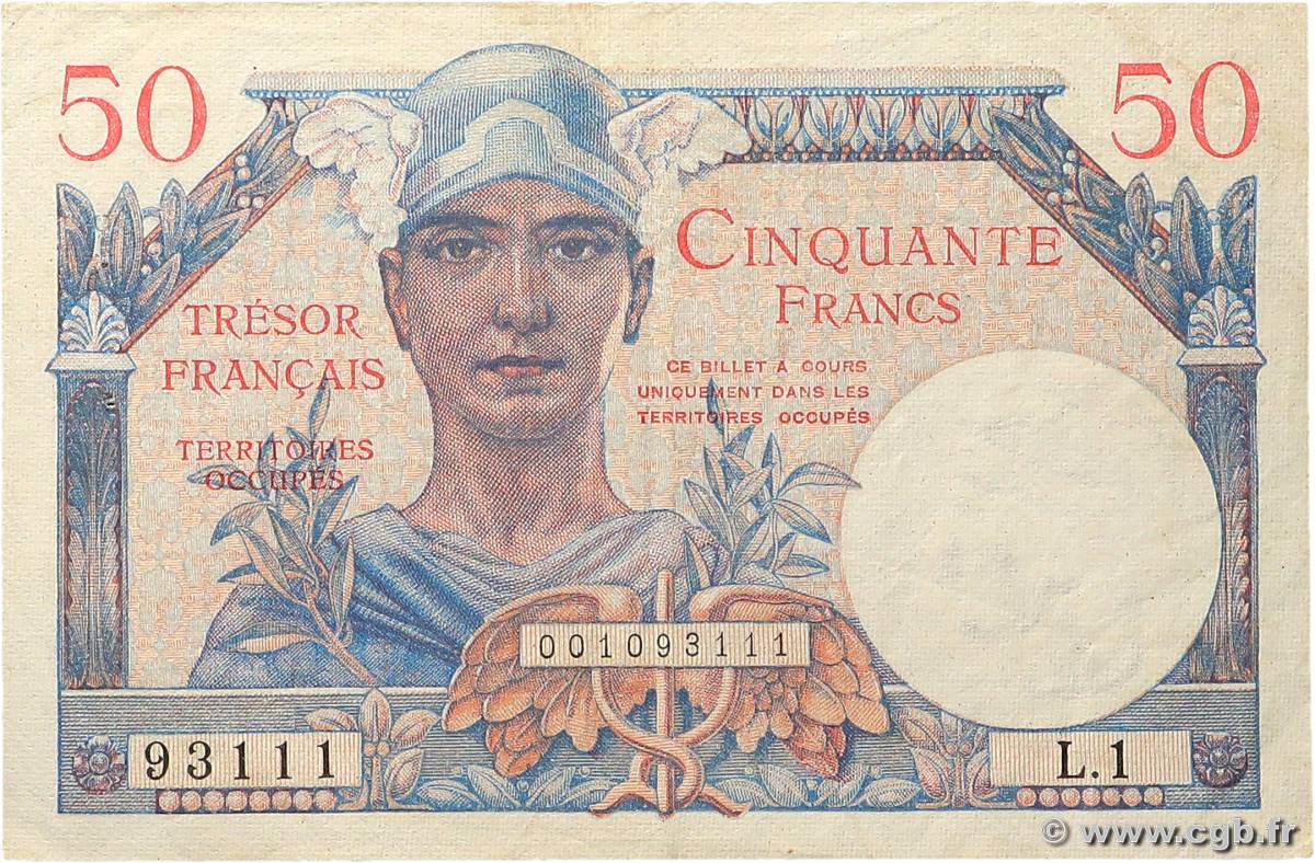 50 Francs TRÉSOR FRANÇAIS FRANCE  1947 VF.31.01 VF+