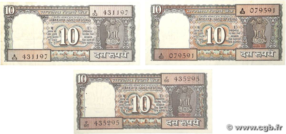 10 Rupees Lot INDIA  1970 P.081a VF+