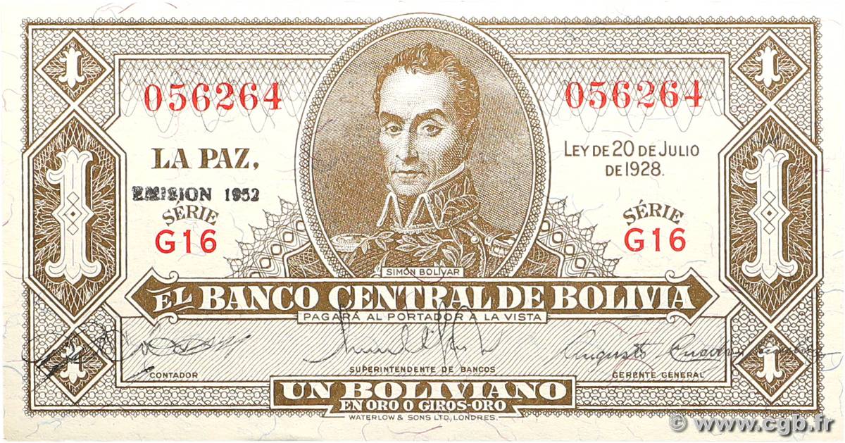 1 Boliviano BOLIVIE  1928 P.128c NEUF