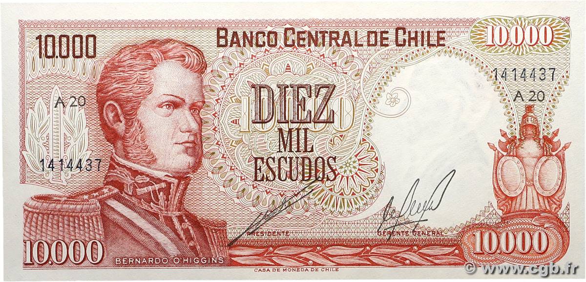 10000 Escudos CHILI  1974 P.148 pr.NEUF