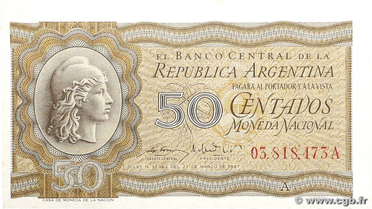 50 Centavos ARGENTINE  1950 P.259a SPL