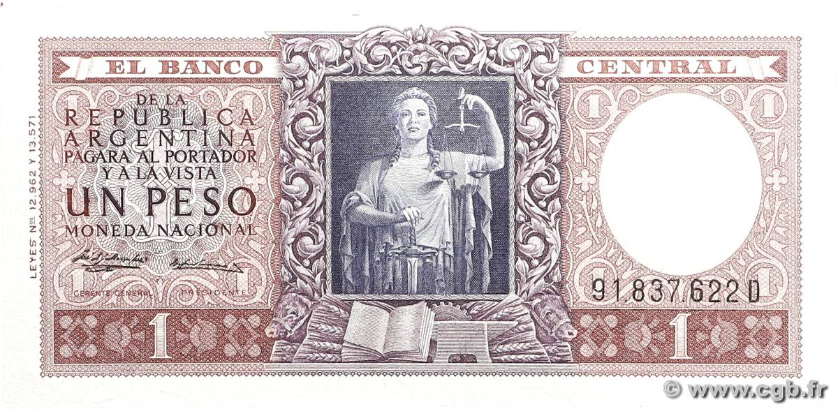 1 Peso ARGENTINE  1956 P.263b NEUF