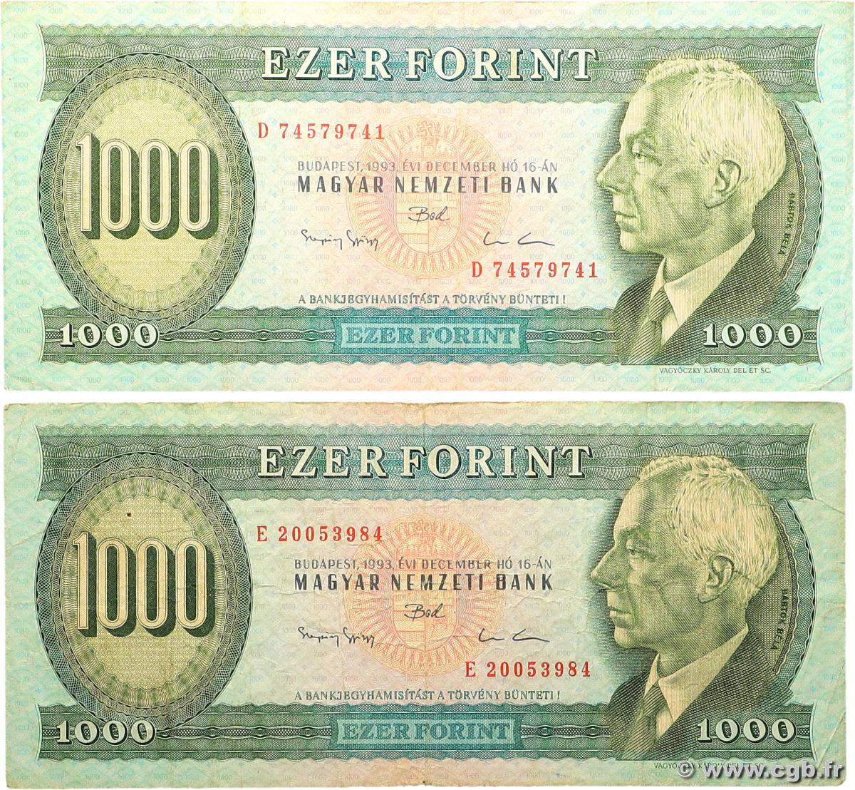 1000 Forint Lot HUNGARY  1993 P.176b F