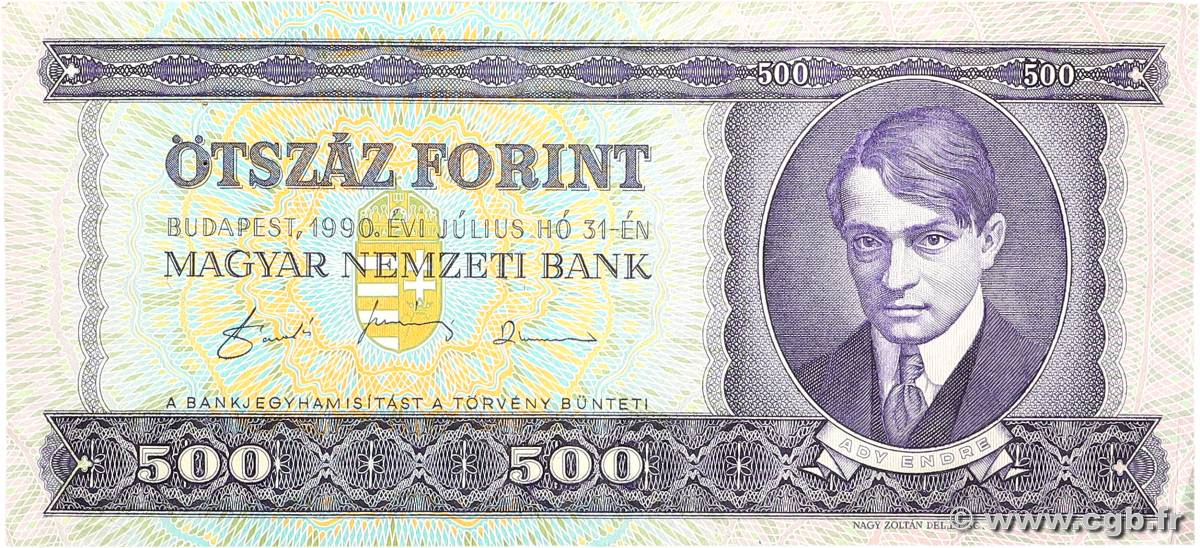 500 Forint UNGHERIA  1990 P.175a BB