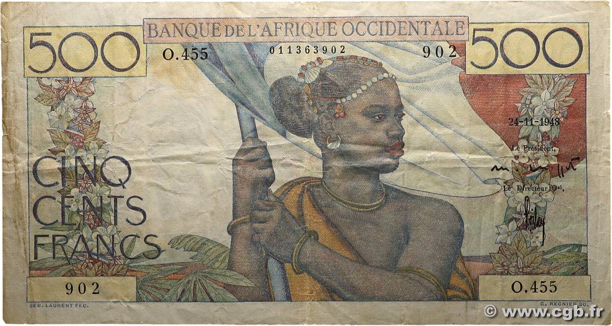 500 Francs AFRIQUE OCCIDENTALE FRANÇAISE (1895-1958)  1948 P.41 TB