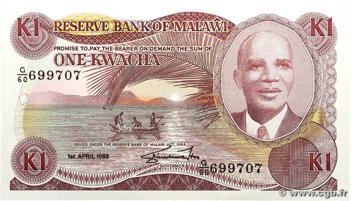 1 Kwacha MALAWI  1986 P.19b ST