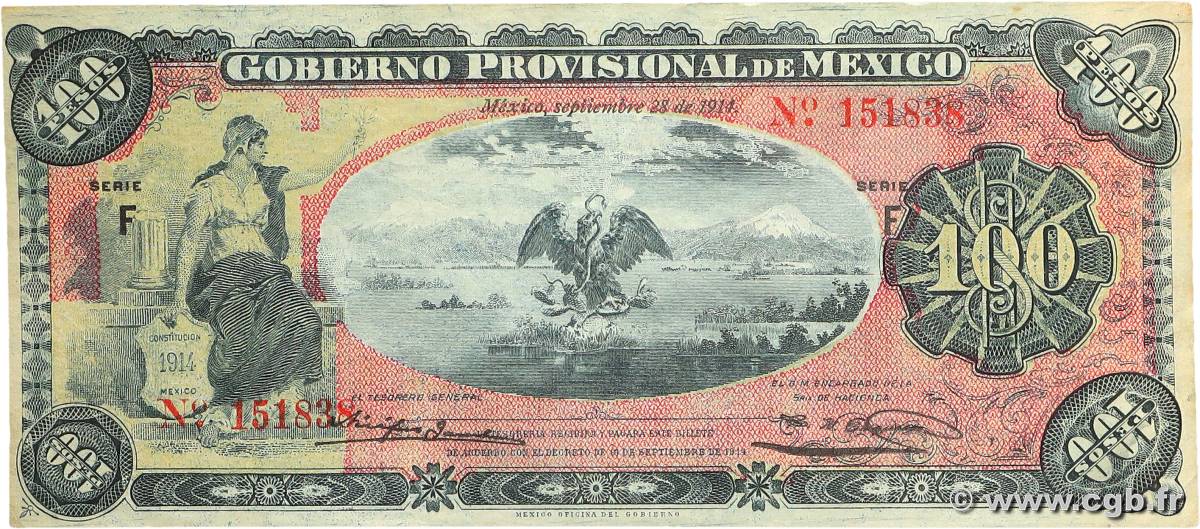 100 Pesos MEXICO  1914 PS.0708a SPL+