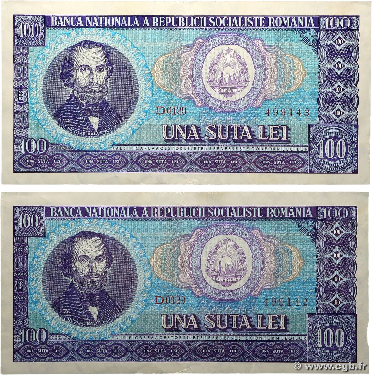 100 Lei Lot ROMANIA  1966 P.097a q.SPL