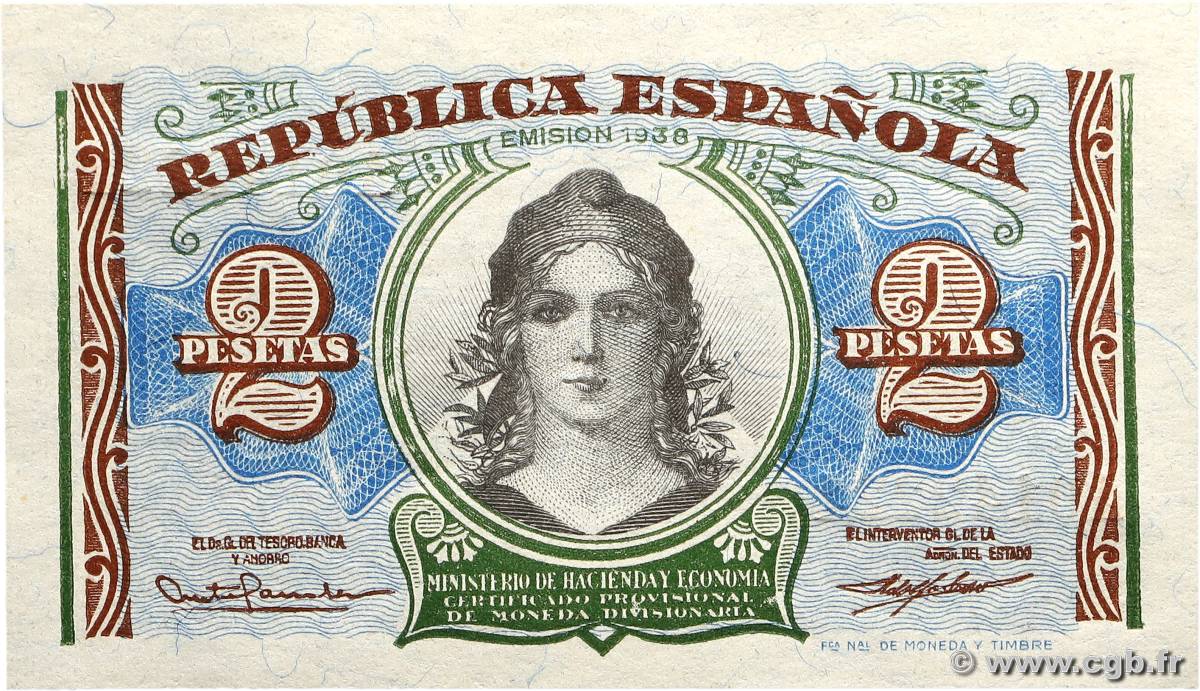 2 Pesetas ESPAGNE  1938 P.095 NEUF