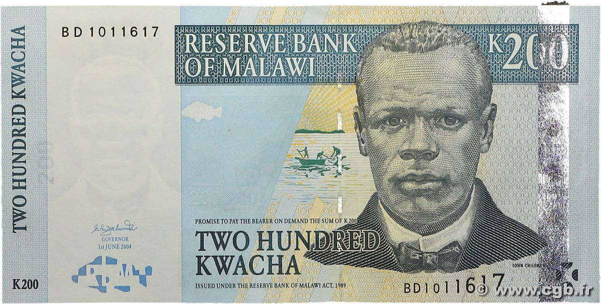 200 Kwacha MALAWI  2004 P.55a UNC-