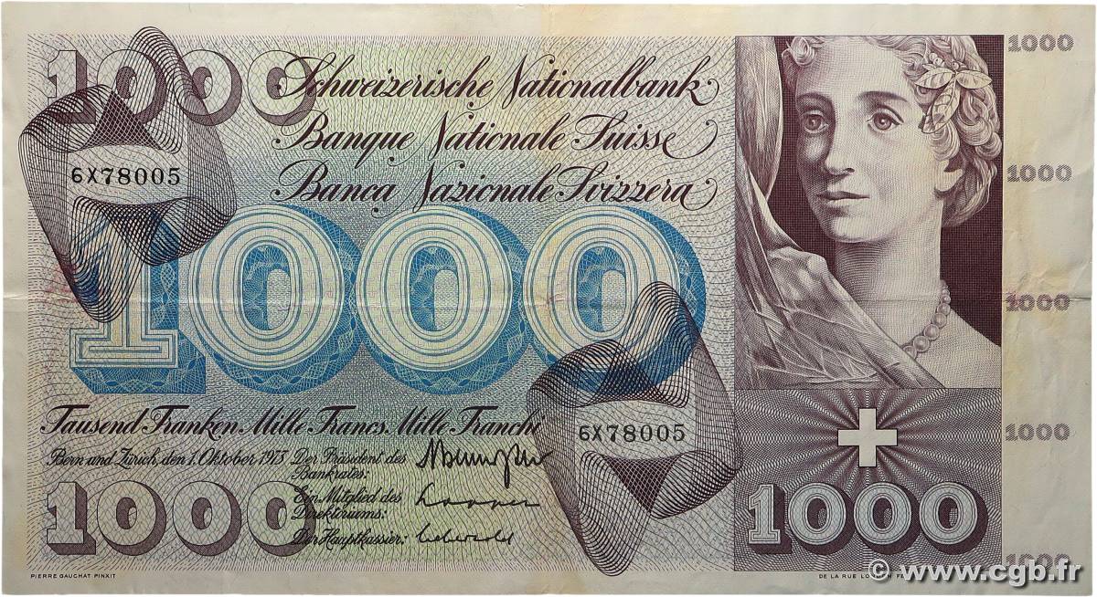 1000 Francs SWITZERLAND  1973 P.52l VF+