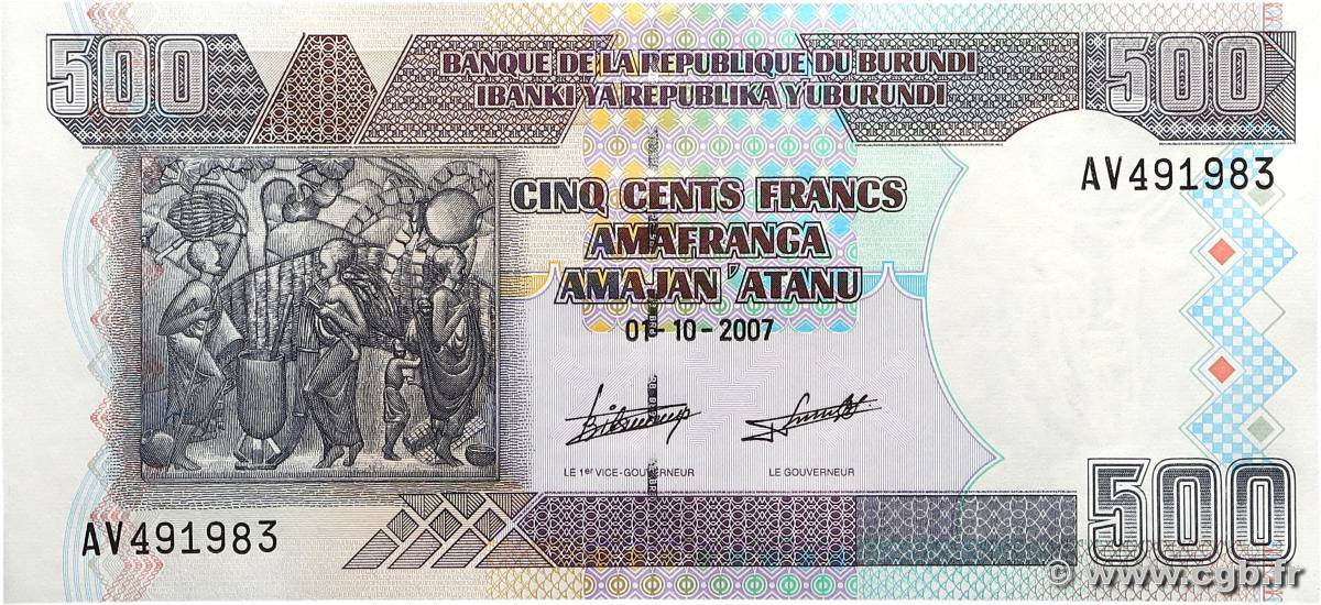500 Francs BURUNDI  2007 P.38d NEUF