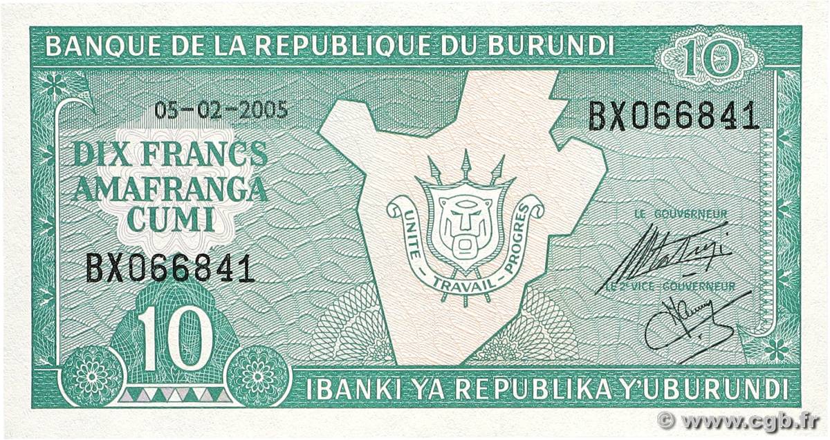 10 Francs BURUNDI  2005 P.33e UNC