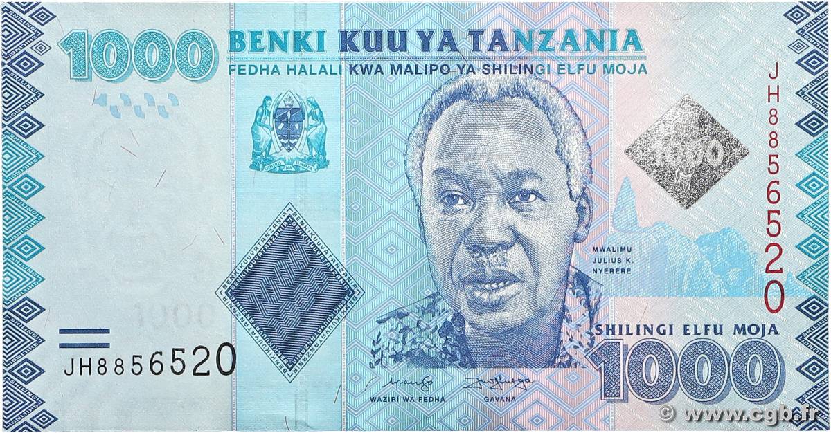 1000 Shilingi TANZANIE  2019 P.41c NEUF