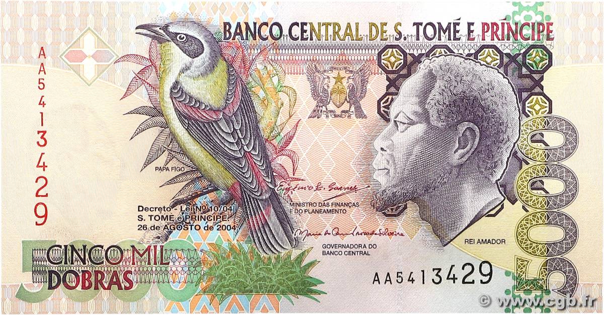 5000 Dobras SAO TOME AND PRINCIPE  2004 P.065c UNC