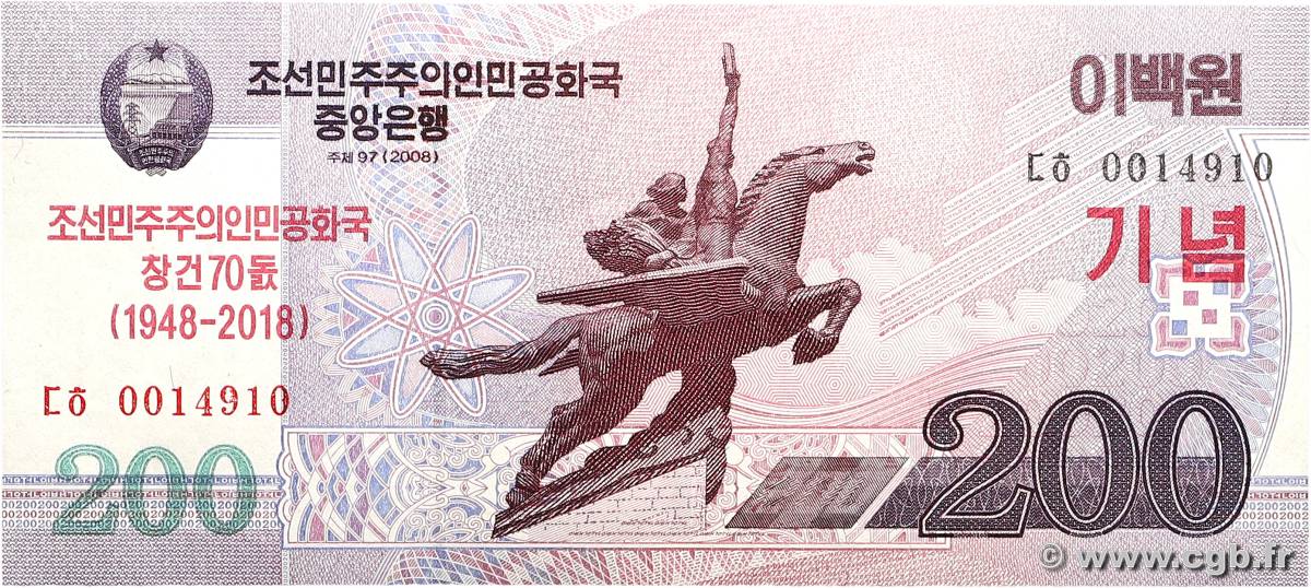 200 Won Commémoratif NORDKOREA  2018 P.CS21 ST