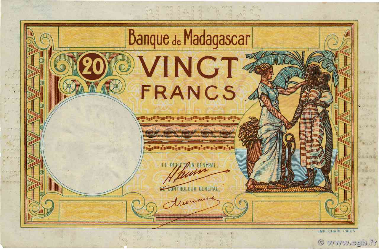 20 Francs Épreuve MADAGASCAR  1937 P.037s TTB+