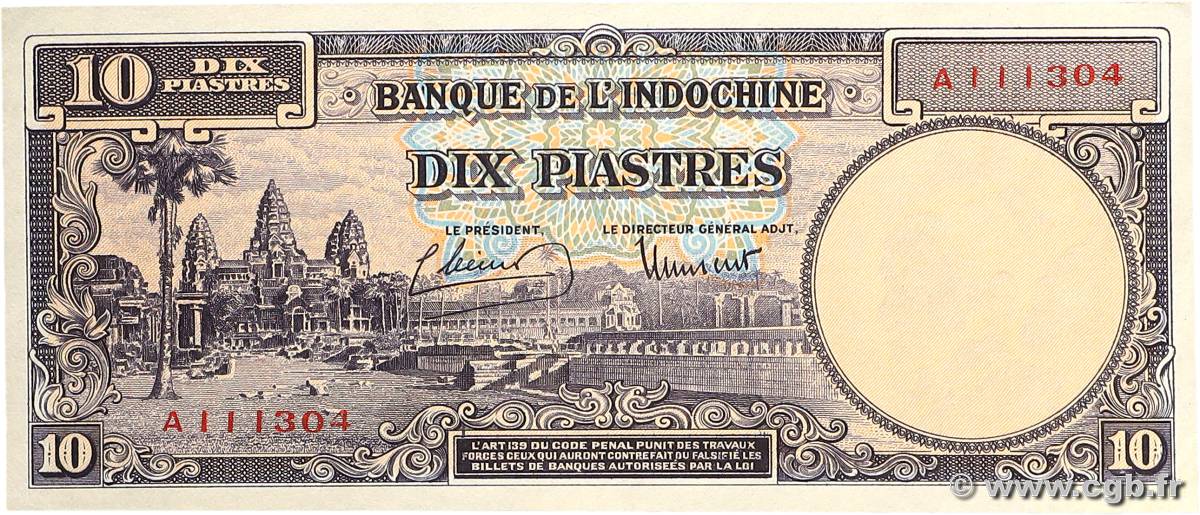 10 Piastres INDOCHINE FRANÇAISE  1947 P.080 SUP+