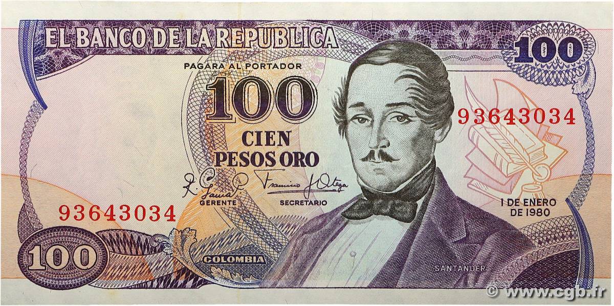 100 Pesos Oro COLOMBIE  1980 P.418c SPL