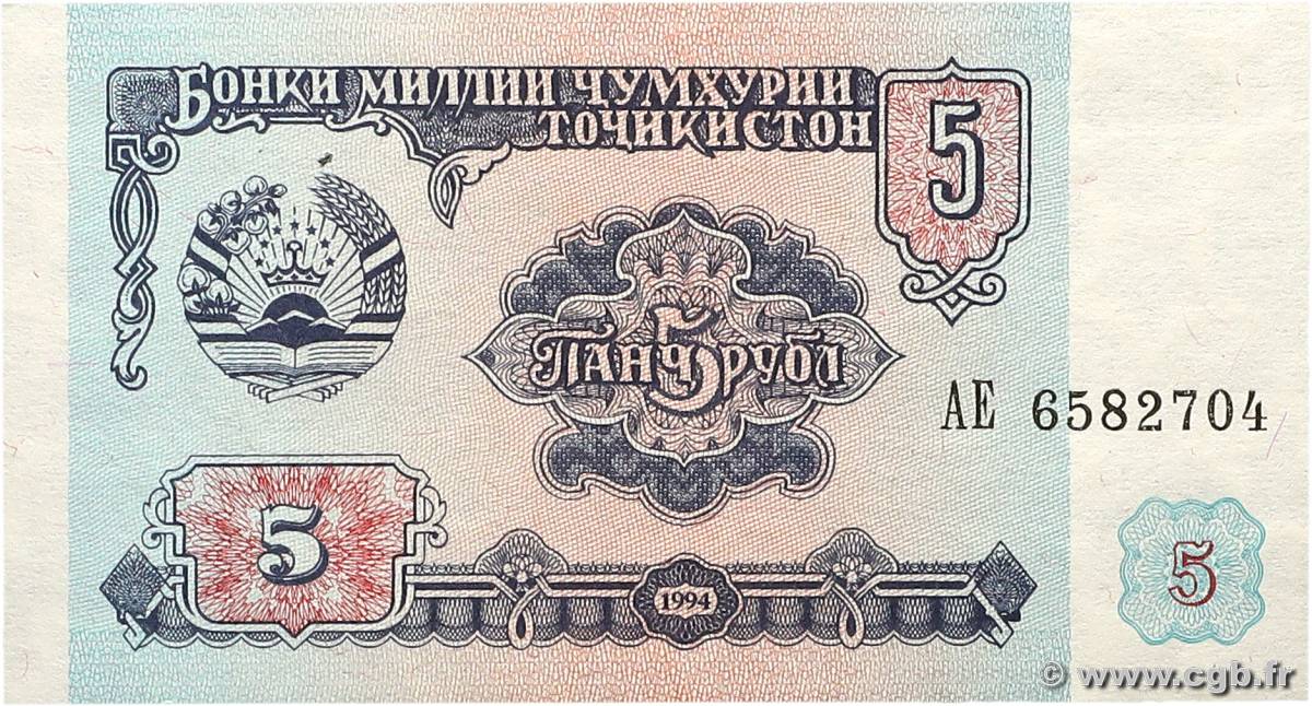 5 Rubles TAJIKISTAN  1994 P.02a UNC
