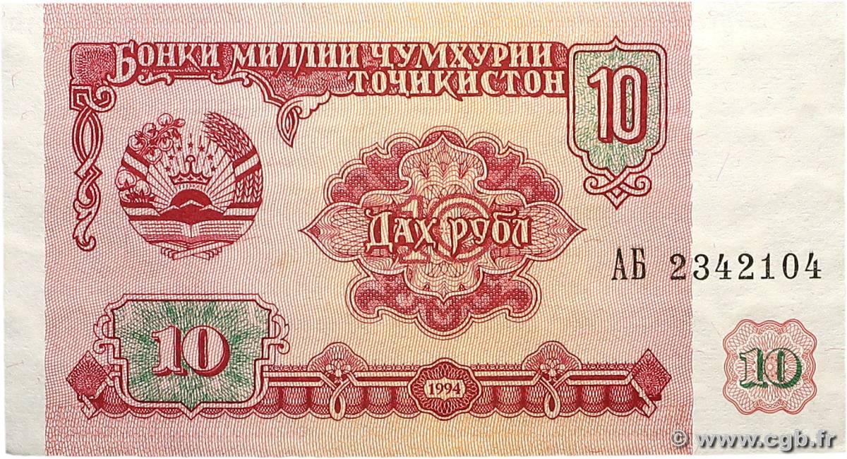 10 Rubles TAJIKISTAN  1994 P.03a ST