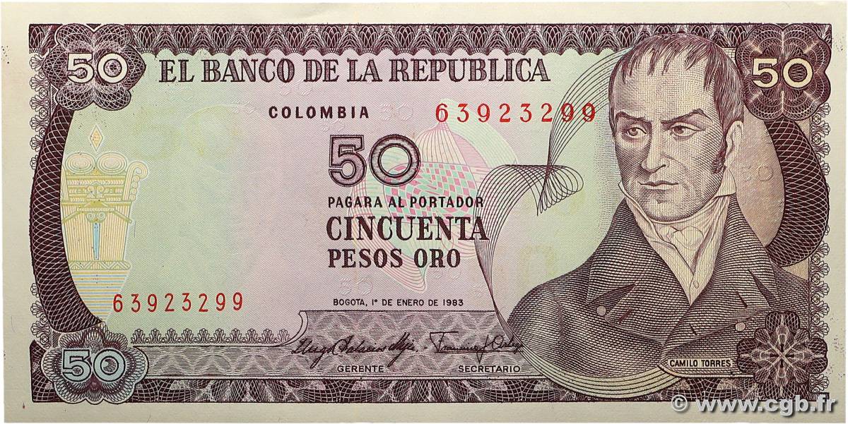 50 Pesos Oro COLOMBIA  1983 P.422b AU