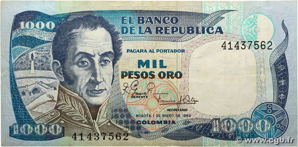 1000 Pesos Oro COLOMBIA  1982 P.424a F