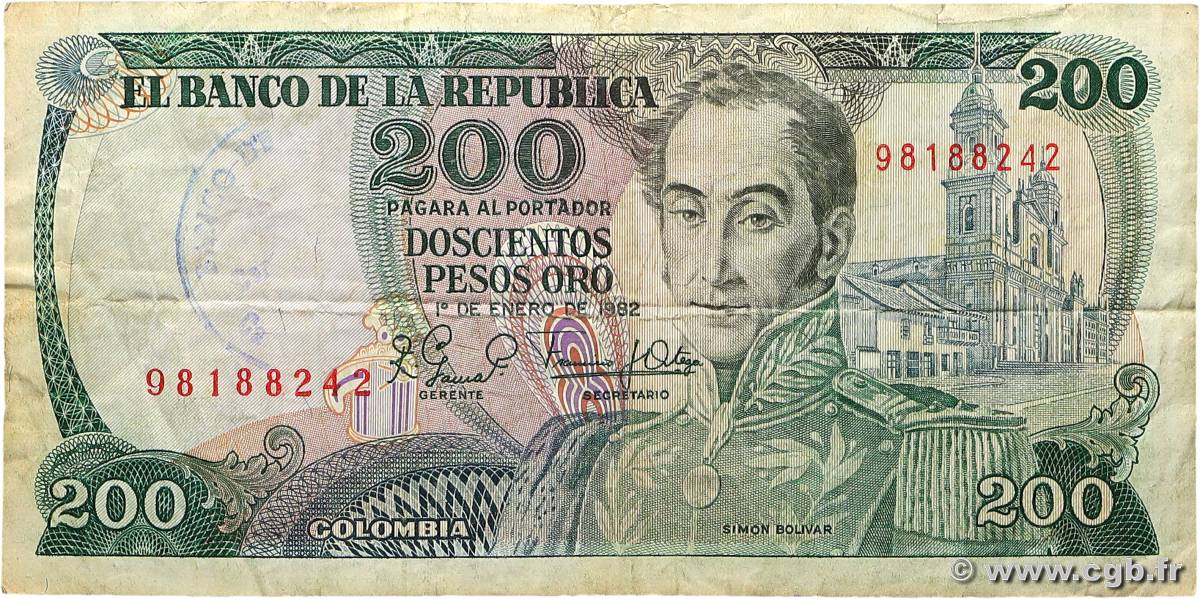 200 Pesos Oro KOLUMBIEN  1982 P.427 fSS