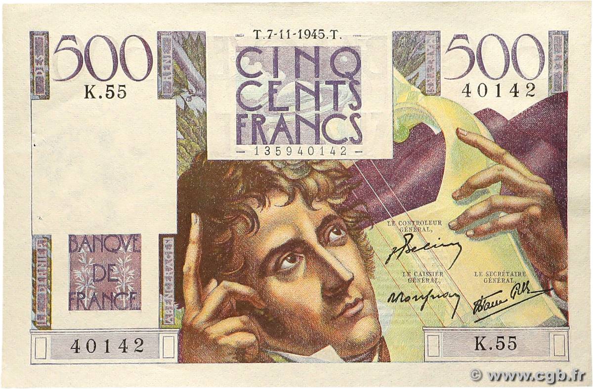 500 Francs CHATEAUBRIAND FRANCE  1945 F.34.03 SPL