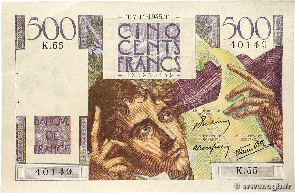 500 Francs CHATEAUBRIAND FRANCE  1945 F.34.03 pr.SPL