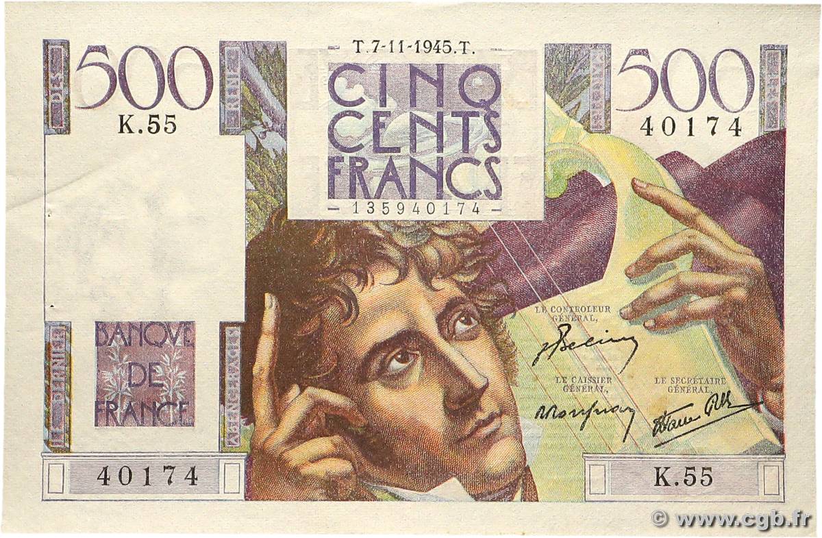 500 Francs CHATEAUBRIAND FRANCIA  1945 F.34.03 AU