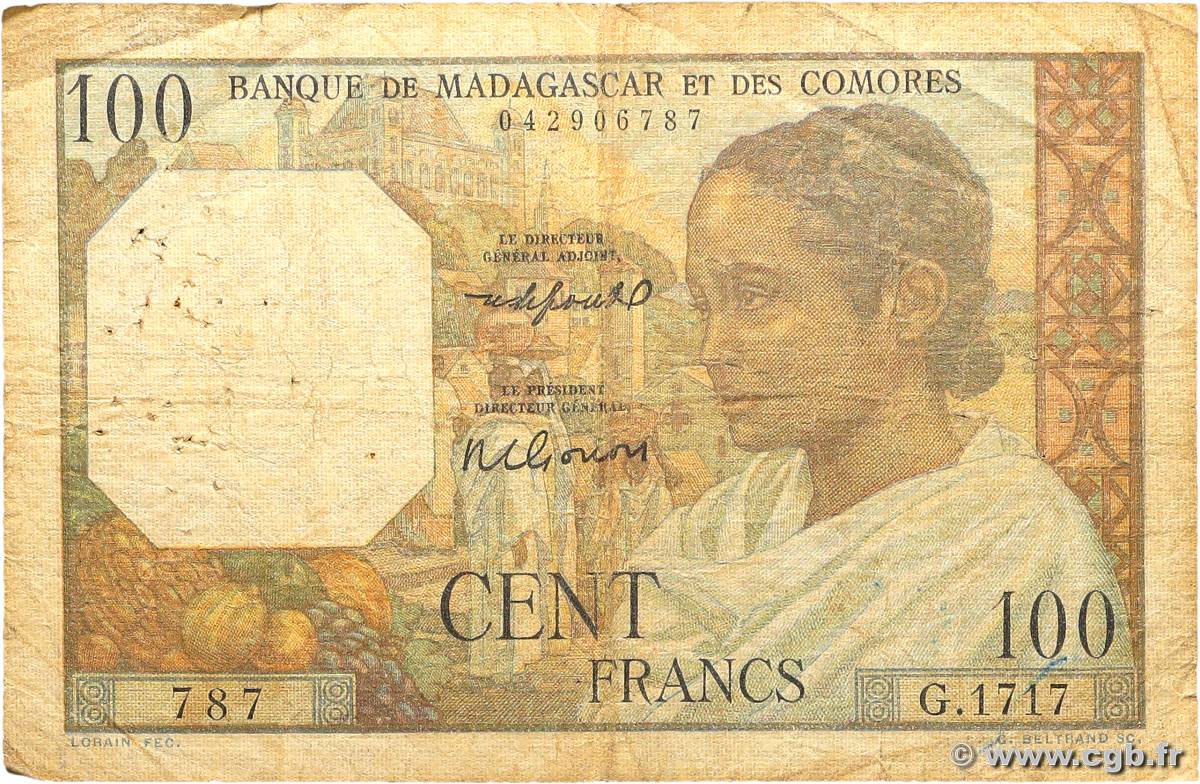 100 Francs MADAGASCAR  1951 P.046b B