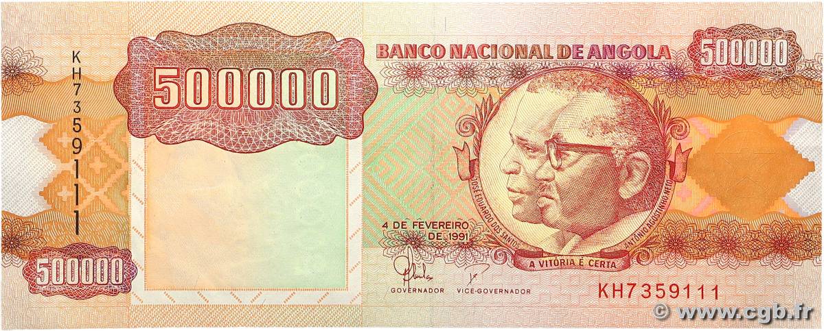 500000 Kwanzas ANGOLA  1991 P.134 XF+