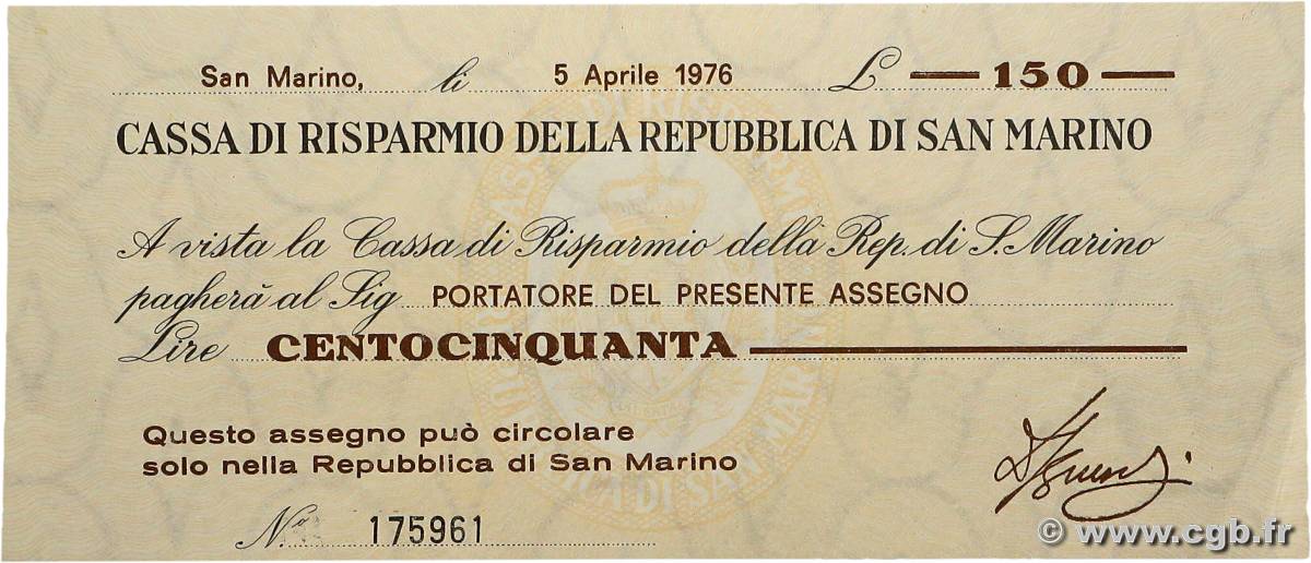 150 Lire SAN MARINO  1976 PS.101 AU