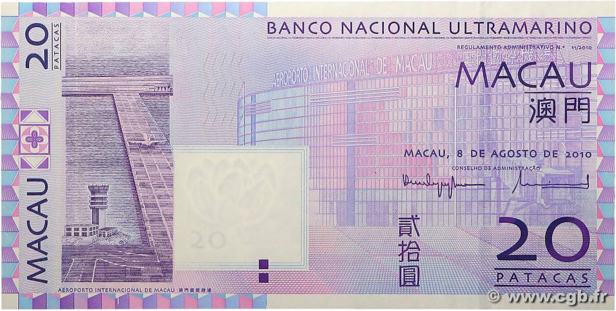 20 Patacas MACAO  2010 P.081b NEUF