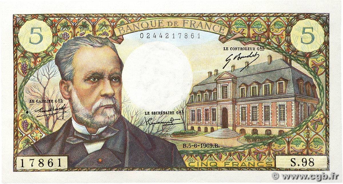 5 Francs PASTEUR FRANCIA  1969 F.61.10 SC