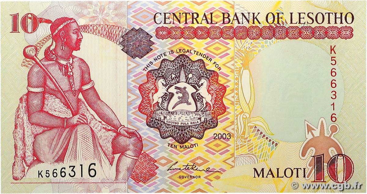 10 Maloti LESOTHO  2003 P.15b UNC