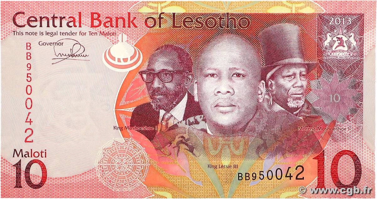 10 Maloti LESOTHO  2013 P.21b UNC