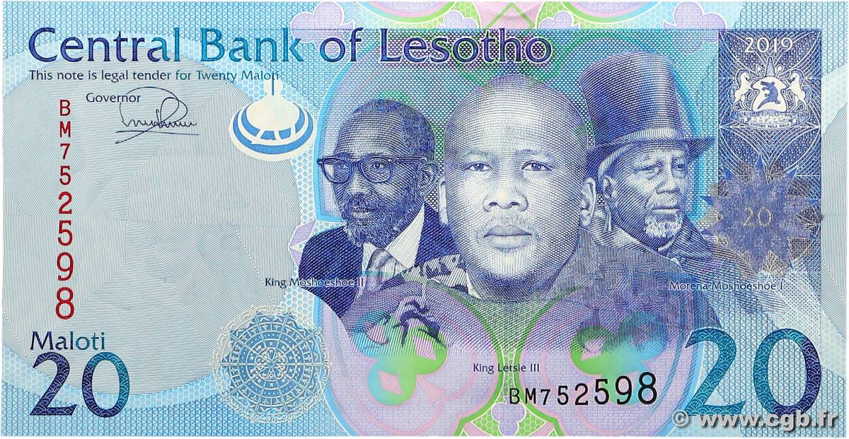 20 Maloti LESOTHO  2019 P.22c UNC-