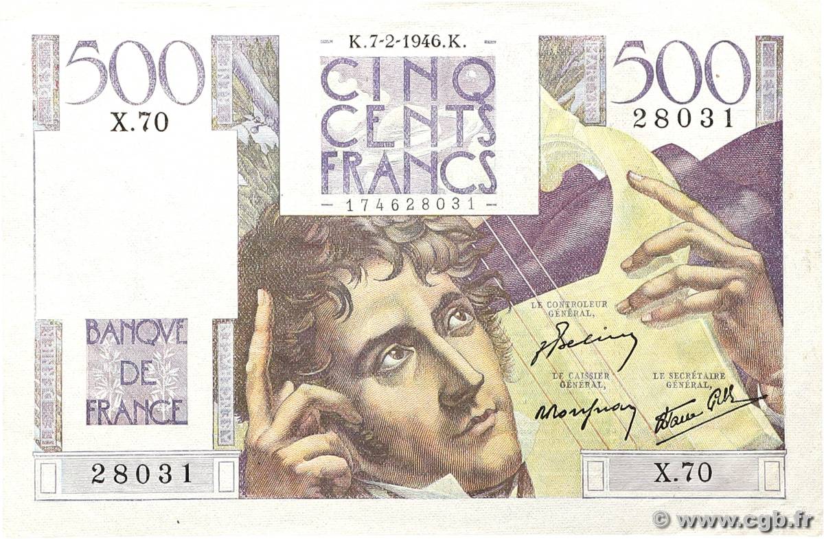 500 Francs CHATEAUBRIAND FRANCIA  1946 F.34.04 q.SPL